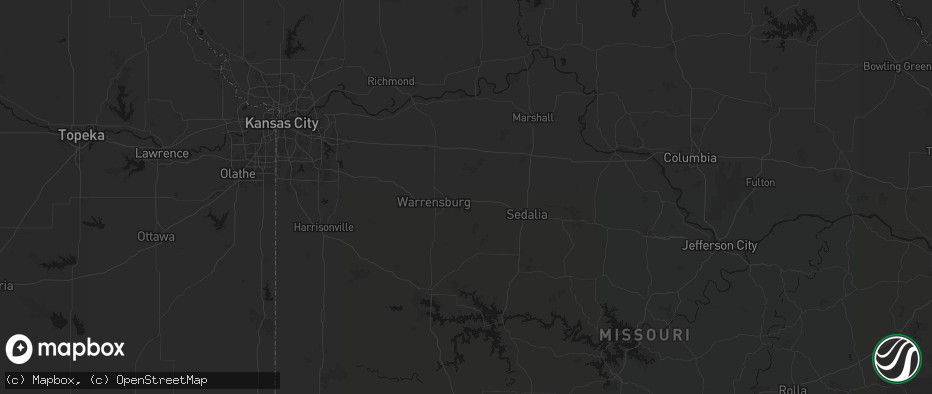 Hail map in Knob Noster, MO on June 12, 2026