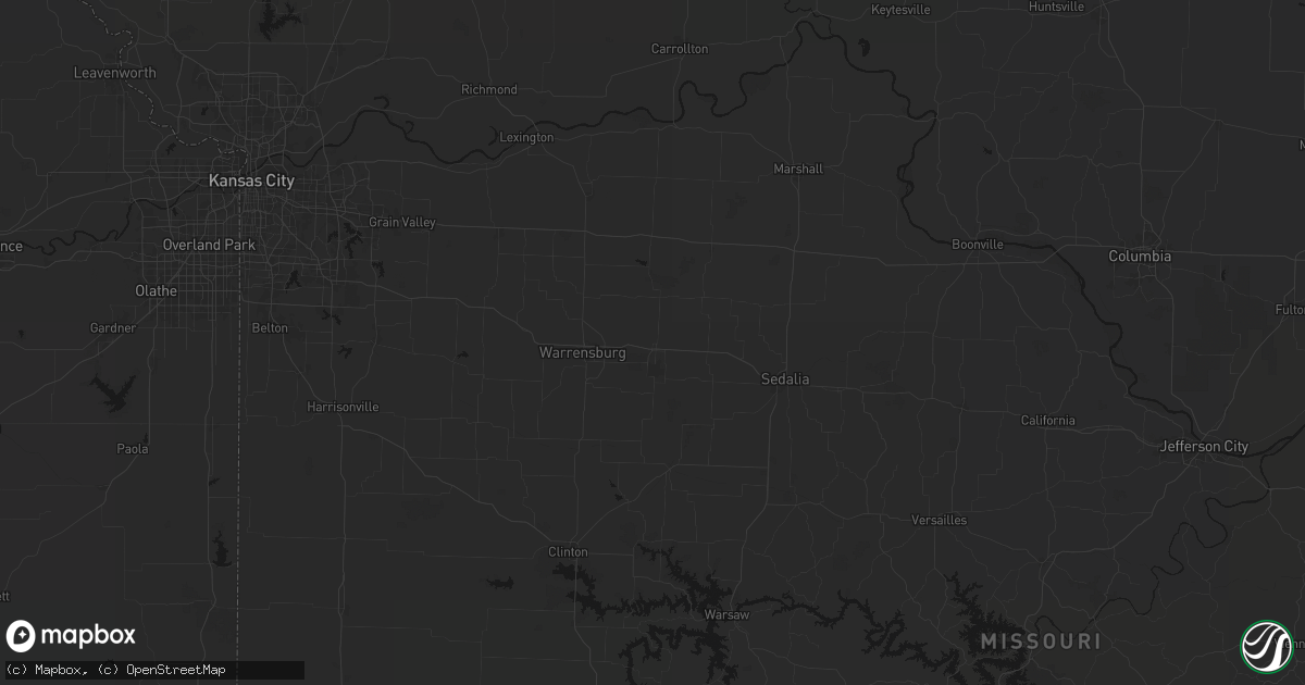 Hail map in Knob Noster, MO on June 12, 2026