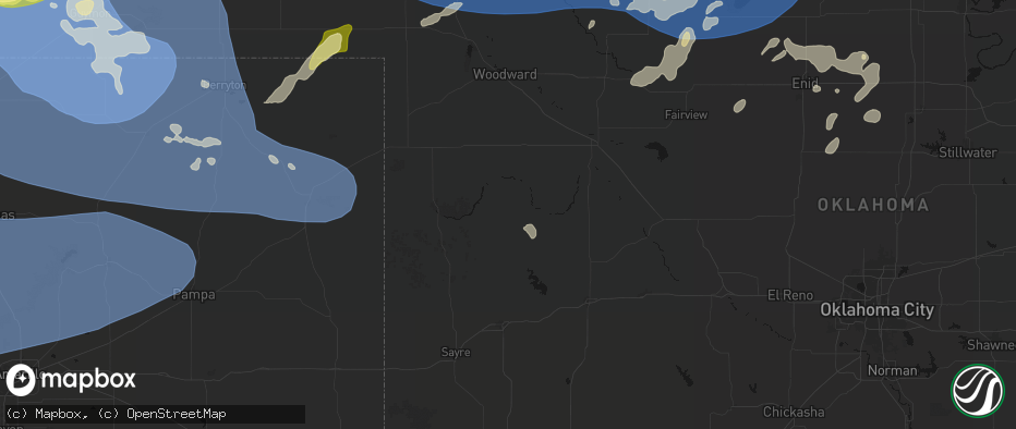 Hail map in Leedey, OK on June 12, 2026