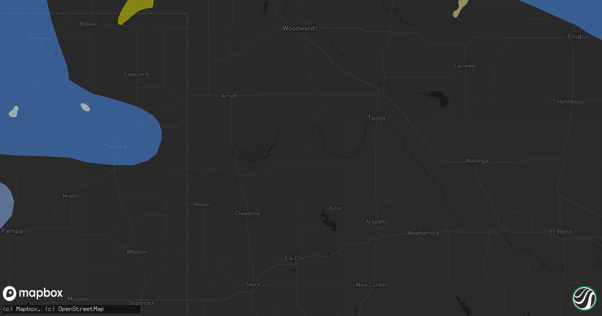 Hail map in Leedey, OK on June 12, 2026