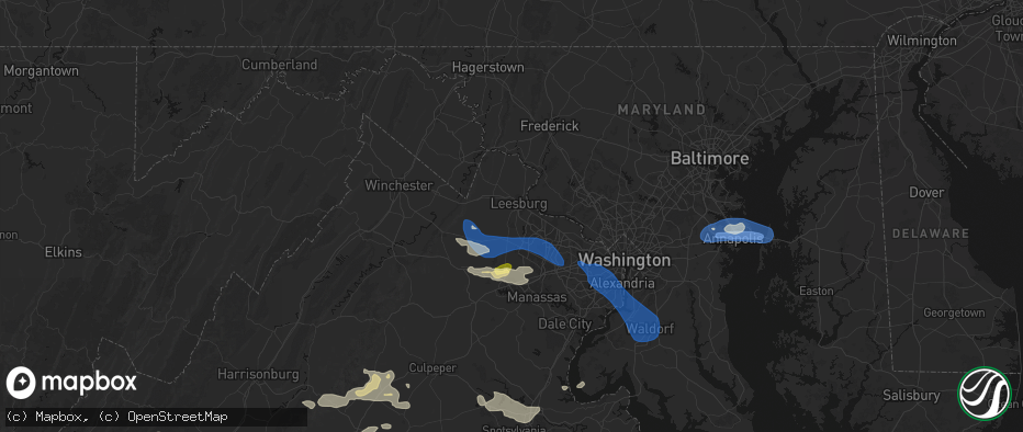 Hail map in Leesburg, VA on June 12, 2026