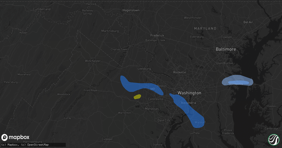 Hail map in Leesburg, VA on June 12, 2026