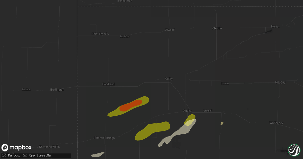 Hail map in Levant, KS on June 12, 2026