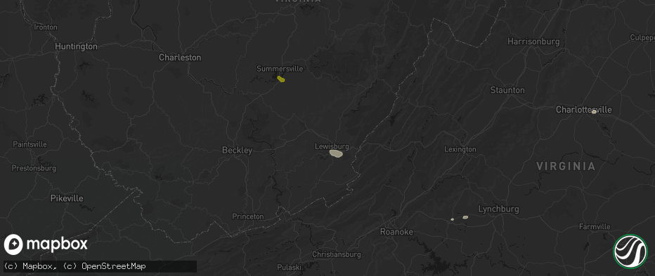 Hail map in Lewisburg, WV on June 12, 2026