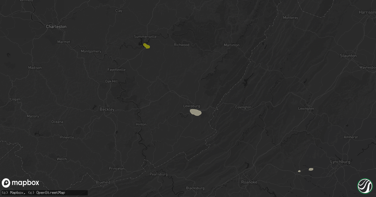 Hail map in Lewisburg, WV on June 12, 2026
