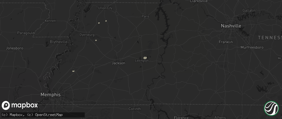 Hail map in Lexington, TN on June 12, 2026