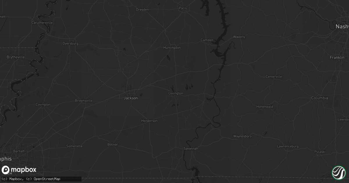 Hail map in Lexington, TN on June 12, 2026