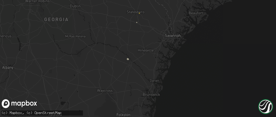 Hail map in Ludowici, GA on June 12, 2026
