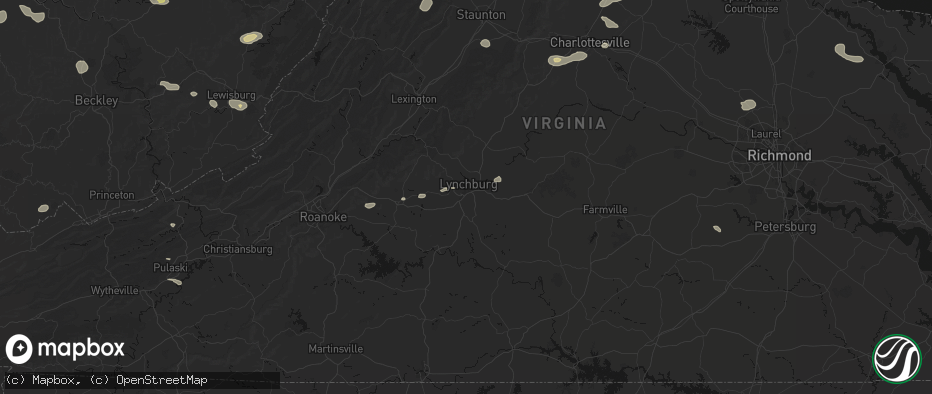 Hail map in Lynchburg, VA on June 12, 2026