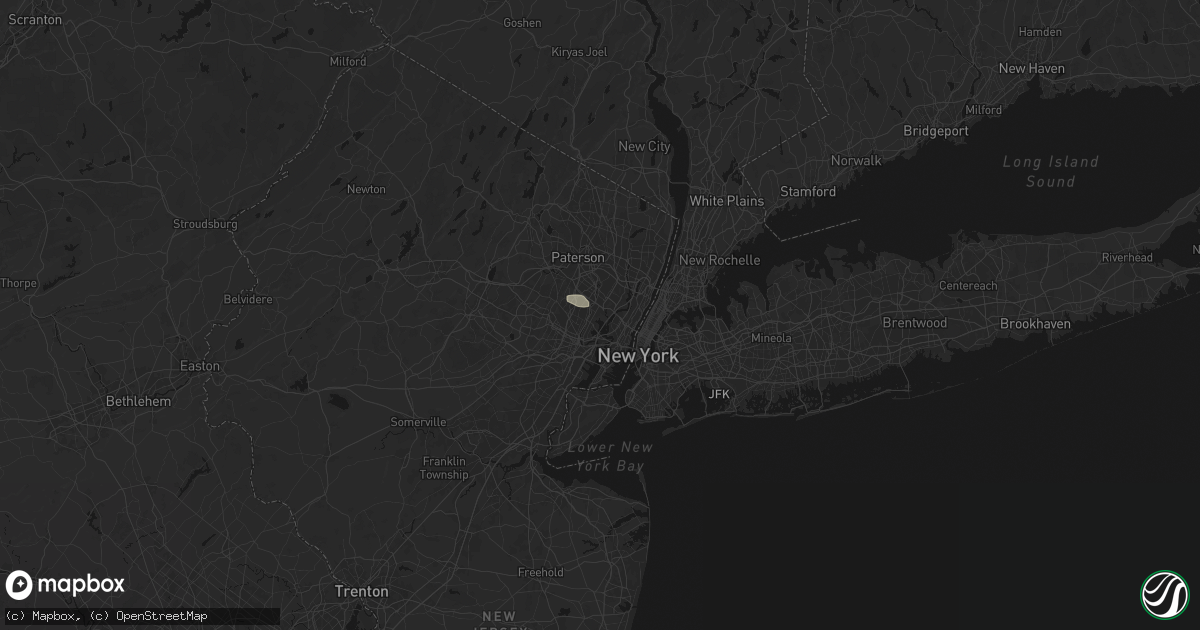 Hail map in Lyndhurst, NJ on June 12, 2026
