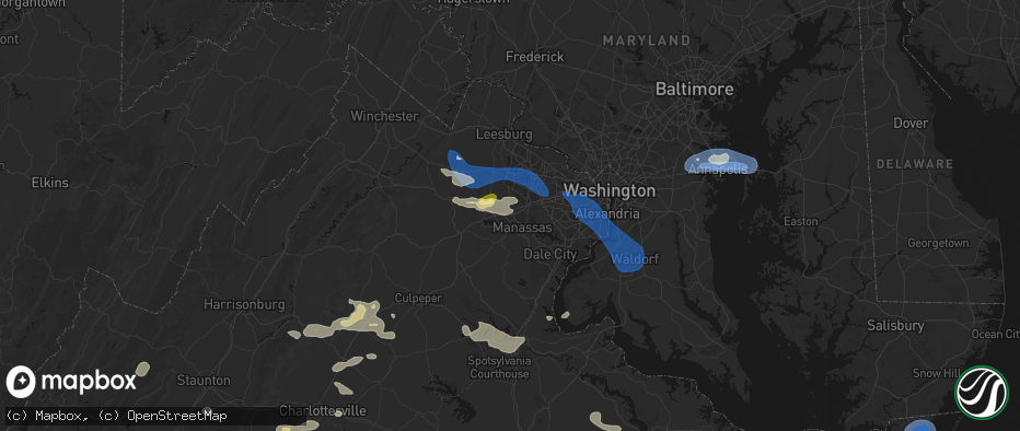 Hail map in Manassas, VA on June 12, 2026