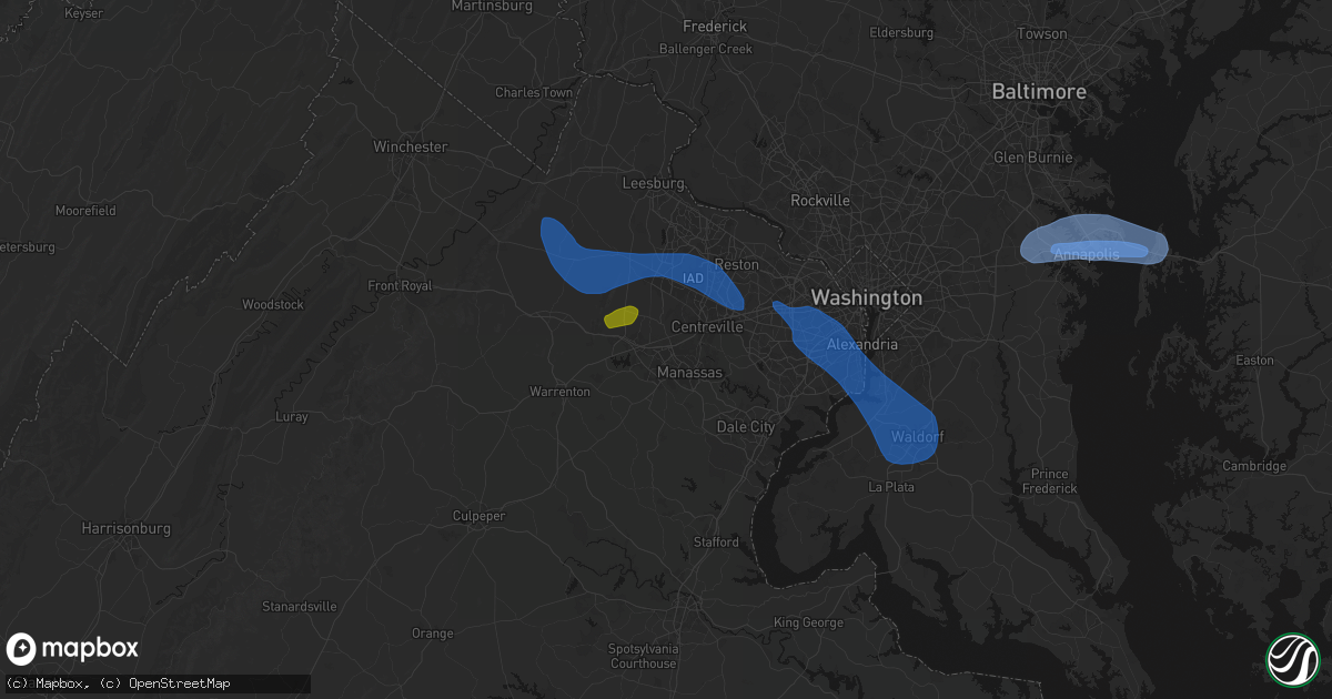 Hail map in Manassas, VA on June 12, 2026