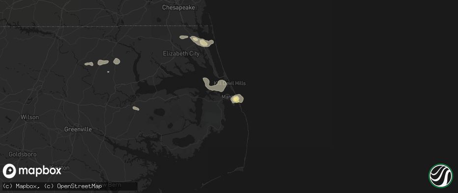 Hail map in Manteo, NC on June 12, 2026
