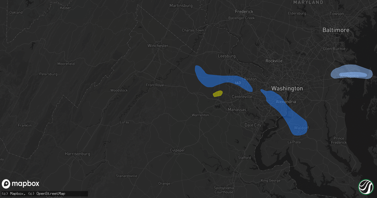 Hail map in Marshall, VA on June 12, 2026