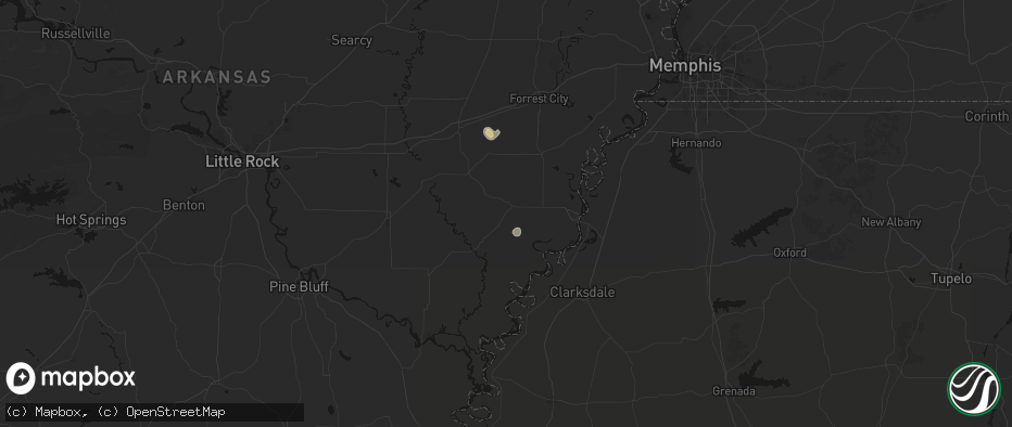 Hail map in Marvell, AR on June 12, 2026