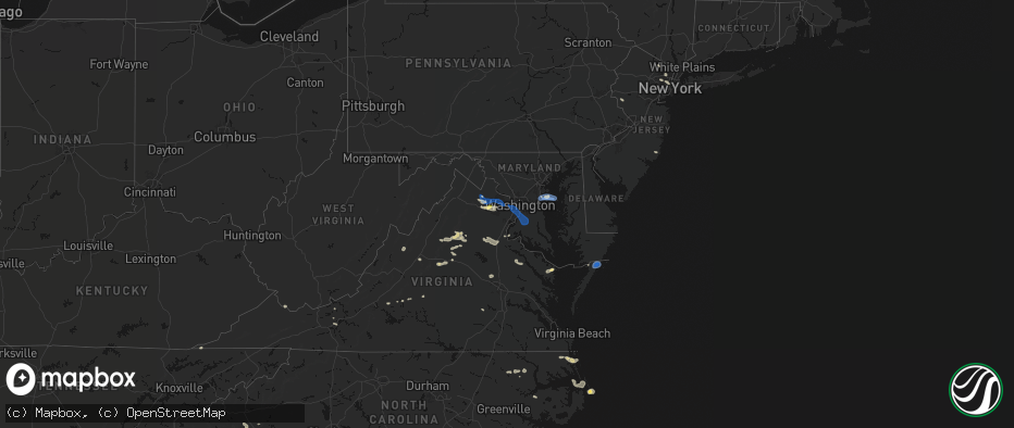 Hail map in Maryland on June 12, 2026
