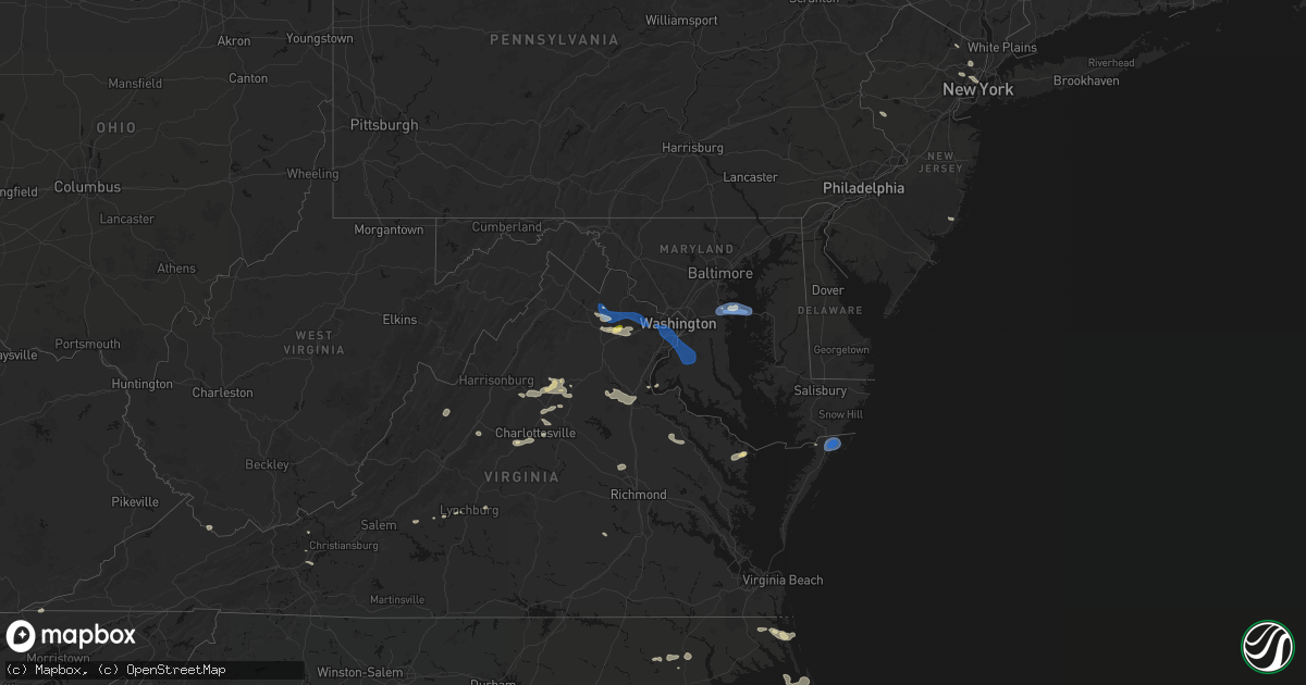 Hail map in Maryland on June 12, 2026