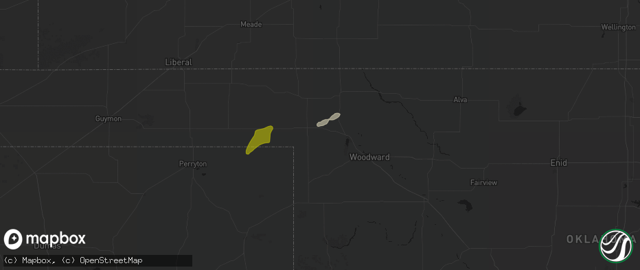 Hail map in May, OK on June 12, 2026