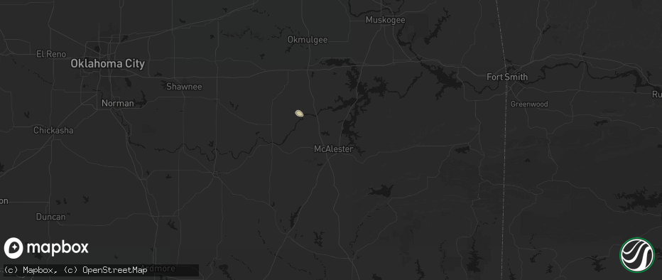 Hail map in Mcalester, OK on June 12, 2026