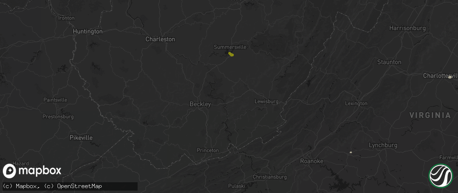 Hail map in Meadow Bridge, WV on June 12, 2026