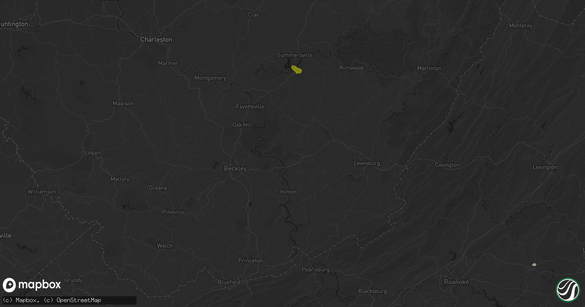 Hail map in Meadow Bridge, WV on June 12, 2026