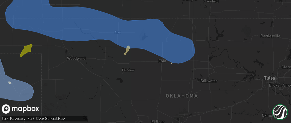 Hail map in Meno, OK on June 12, 2026