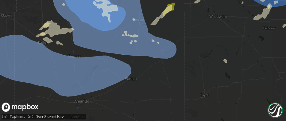 Hail map in Miami, TX on June 12, 2026