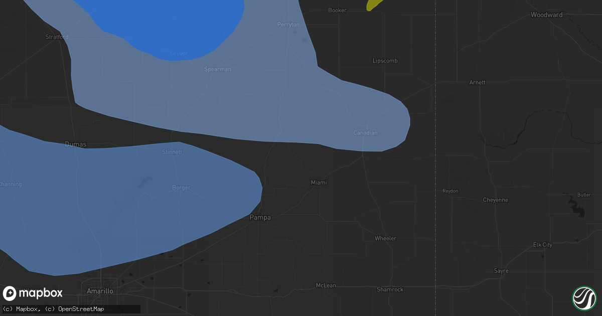 Hail map in Miami, TX on June 12, 2026