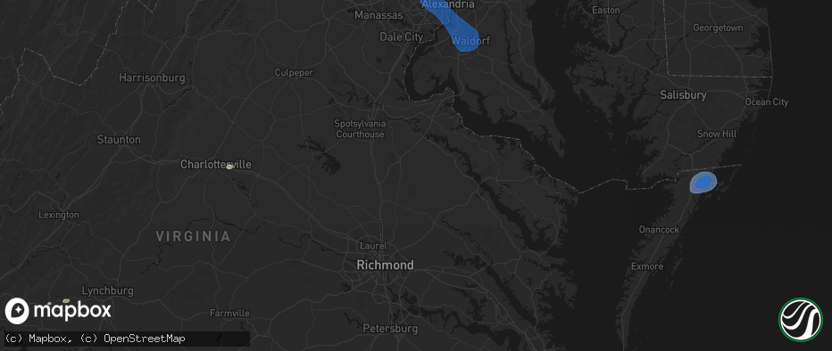 Hail map in Milford, VA on June 12, 2026