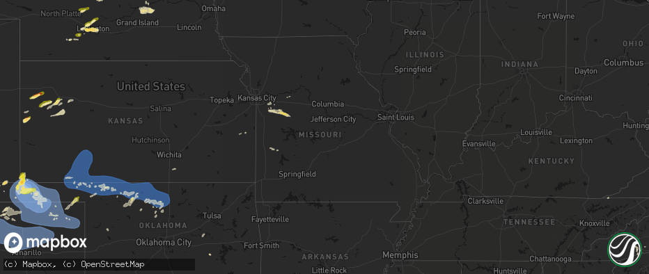 Hail map in Missouri on June 12, 2026