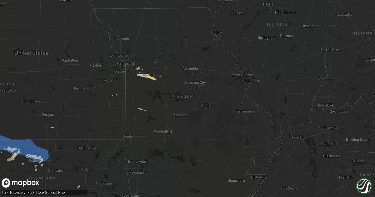 Hail map in Missouri on June 12, 2026