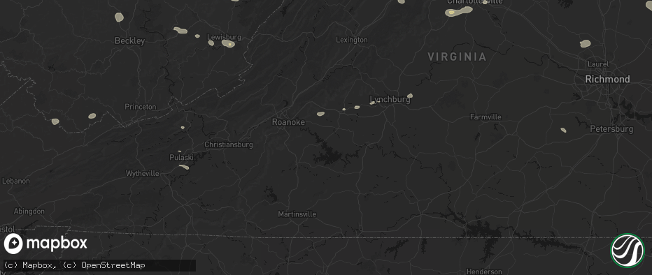Hail map in Moneta, VA on June 12, 2026