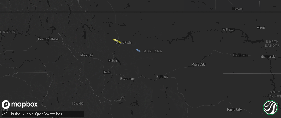 Hail map in Montana on June 12, 2026