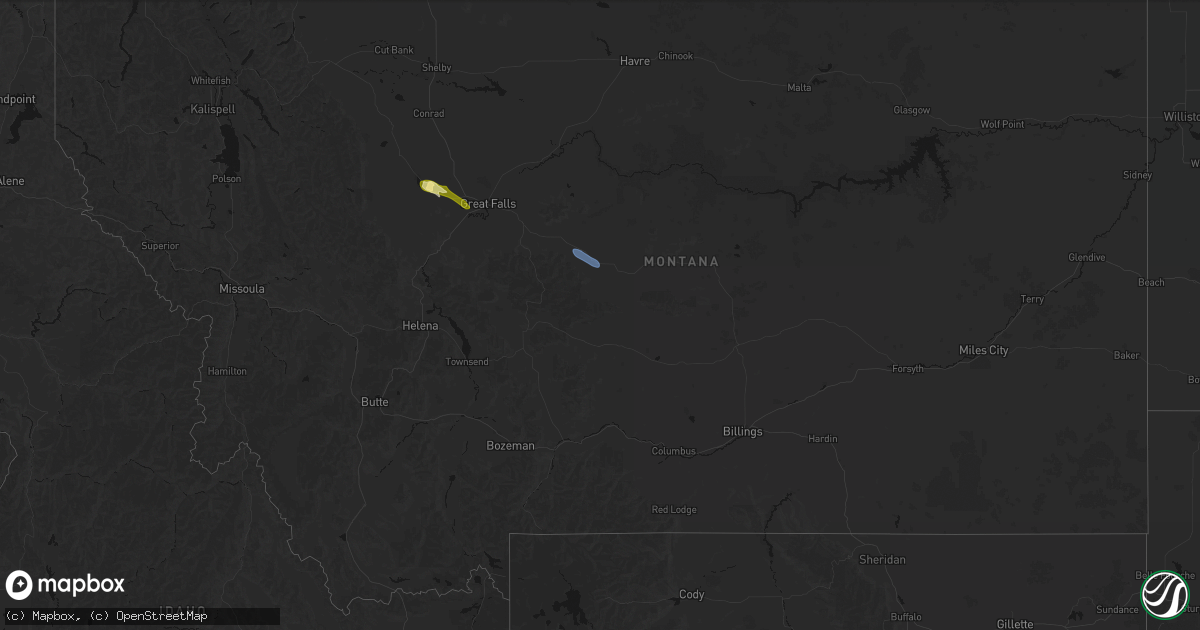 Hail map in Montana on June 12, 2026