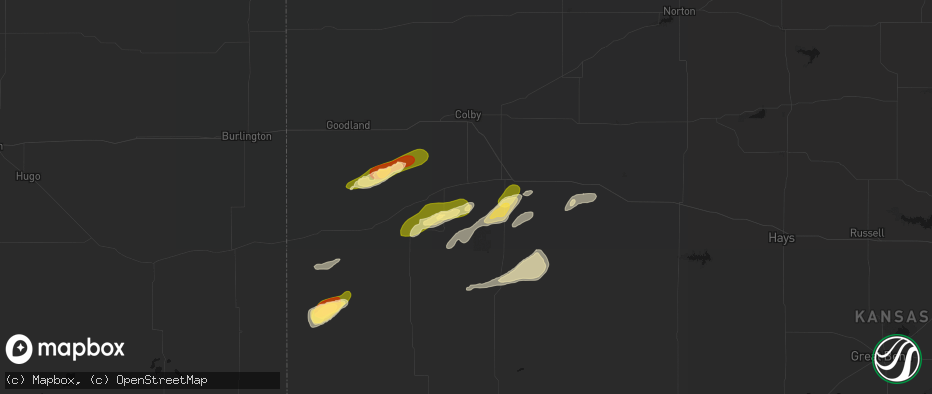 Hail map in Monument, KS on June 12, 2026