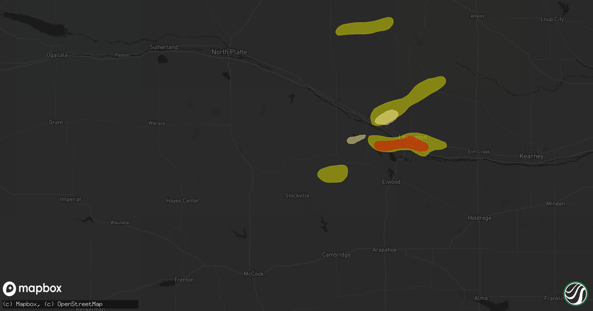 Hail map in Moorefield, NE on June 12, 2026