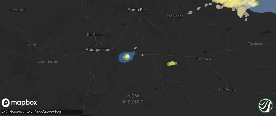 Hail map in Moriarty, NM on June 12, 2026