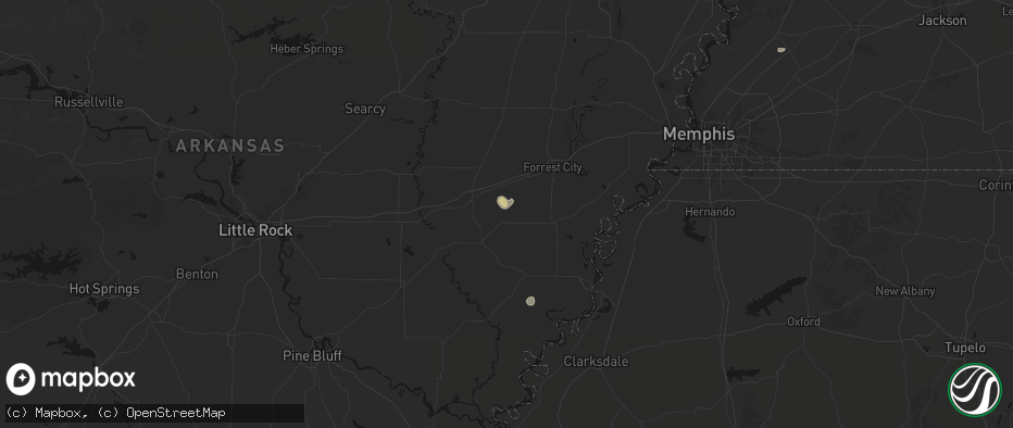 Hail map in Moro, AR on June 12, 2026