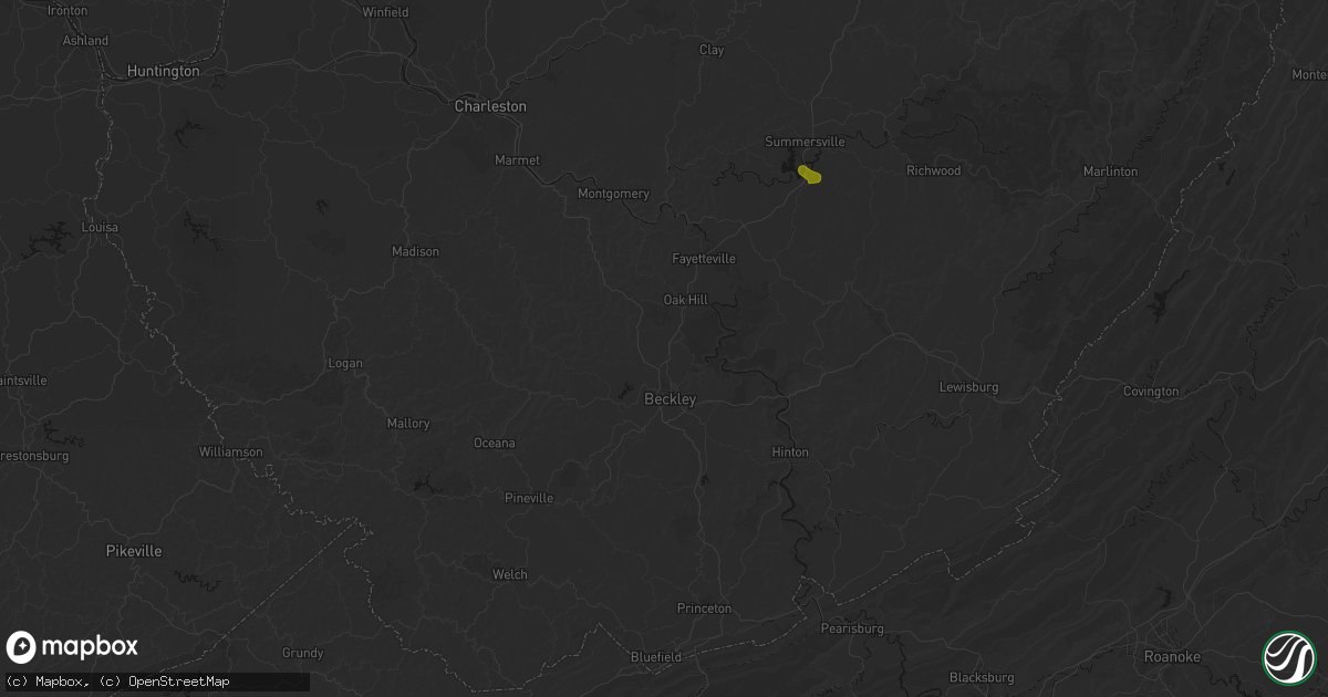 Hail map in Mount Hope, WV on June 12, 2026