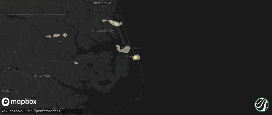Hail map in Nags Head, NC on June 12, 2026