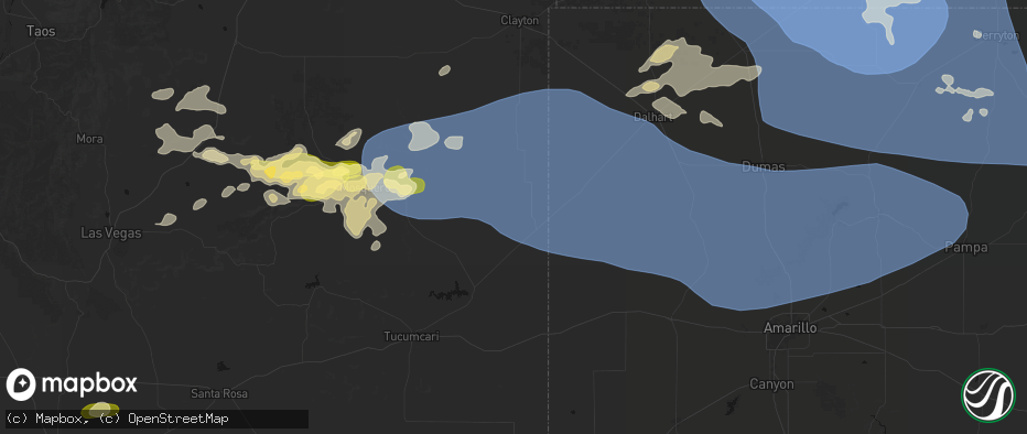 Hail map in Nara Visa, NM on June 12, 2026