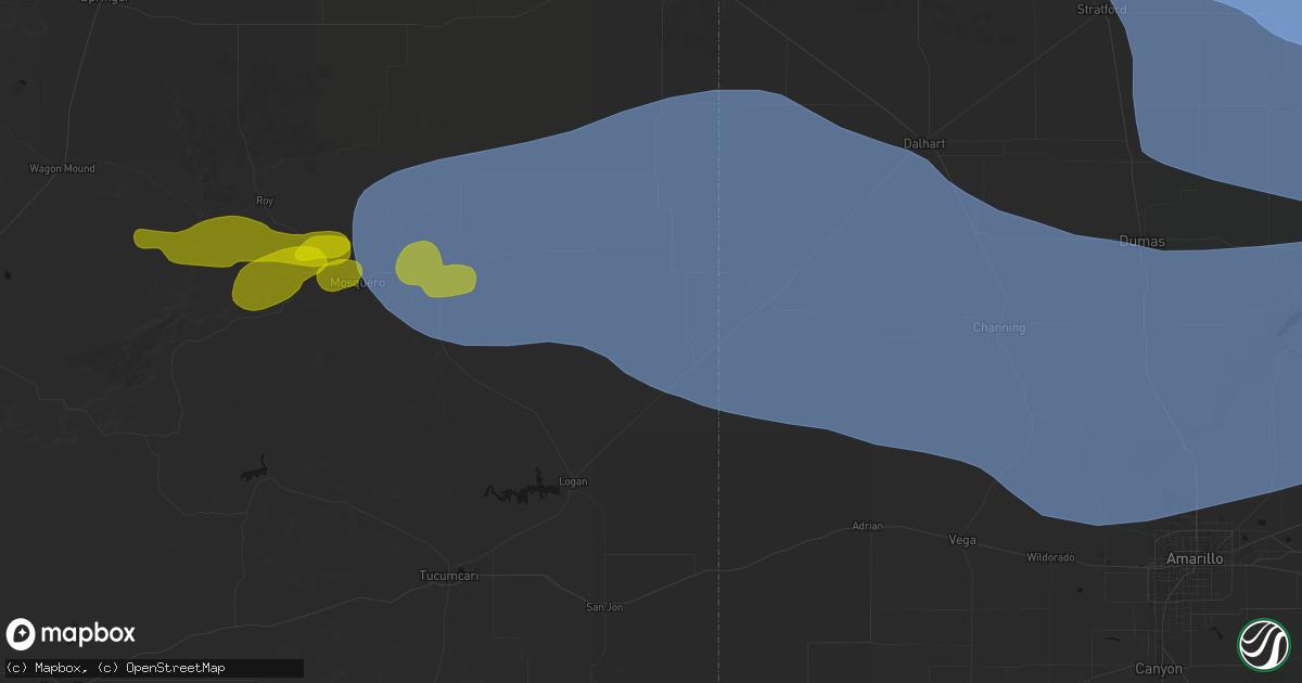 Hail map in Nara Visa, NM on June 12, 2026