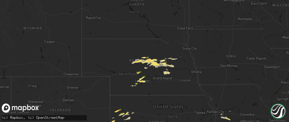 Hail map in Nebraska on June 12, 2026