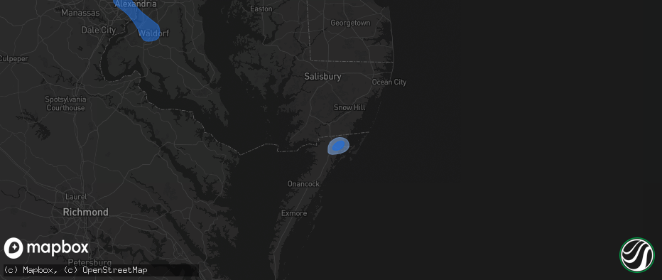 Hail map in New Church, VA on June 12, 2026