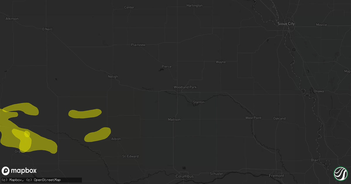 Hail map in Norfolk, NE on June 12, 2026
