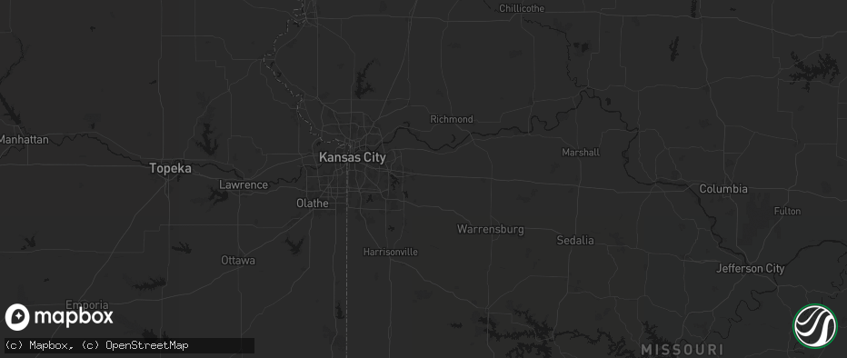 Hail map in Oak Grove, MO on June 12, 2026