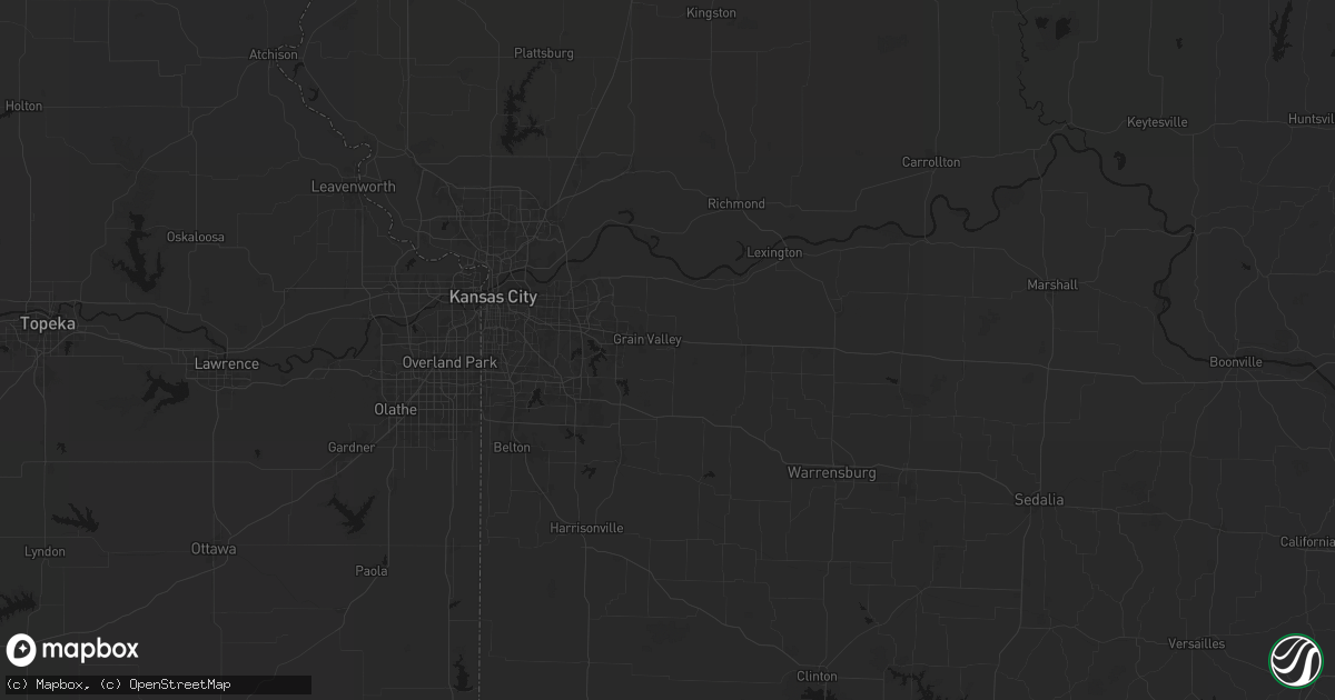 Hail map in Oak Grove, MO on June 12, 2026