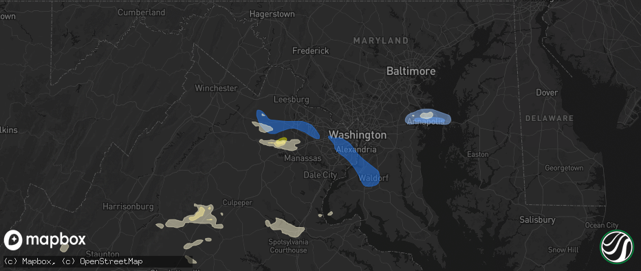 Hail map in Oakton, VA on June 12, 2026