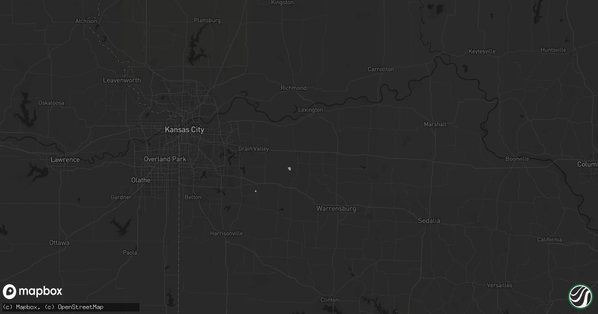 Hail map in Odessa, MO on June 12, 2026