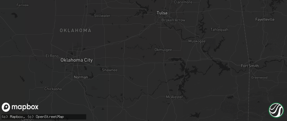 Hail map in Okemah, OK on June 12, 2026